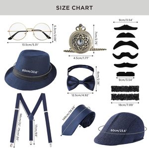 SOLPOP Ensemble d'accessoires pour homme style Gatsby des années 20, chapeau Fedora vintage, costumes des années 20 pour fête Gatsby - Product Image 6