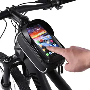 Bolsa para guiador de bicicleta com tubo superior à prova d'água, bolsa para celular, bicicleta de viagem, quadro para ciclismo, bolsa portátil