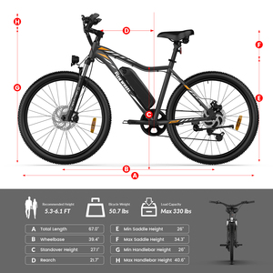 Vélo de montagne électrique de 26 pouces, 900W, vélo électrique pour adultes, 36V 13Ah, longue portée, tout-terrain, E-MTB, stock américain - Product Image 6