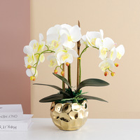 L2275 vente en gros décoration de maison artificielle toucher réel papillon orchidée fleur en Pot plante d'orchidée artificielle avec Pot