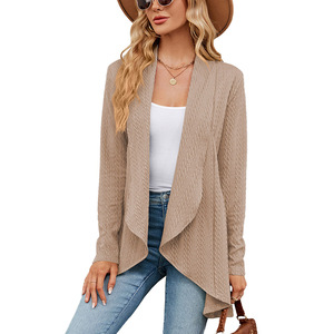 Moda donna tinta unita <span class=keywords><strong>taglie</strong></span> forti manica lunga abiti irregolari posti Cardigan maglioni - Product Image 2