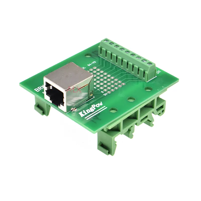 RJ45 8p8c ซ็อกเก็ตหญิงไปยังเทอร์มินัลบล็อกอะแดปเตอร์ Pcb Board RJ45 Ethernet Connector Converter การติดตั้งราง Din