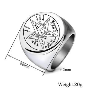 Vintage Punk Tetragrammaton Viking Anneaux Wahyeh Magique Béni <span class=keywords><strong>Pentagramme</strong></span> <span class=keywords><strong>De</strong></span> <span class=keywords><strong>Salomon</strong></span> Amulette Anneau En Acier Inoxydable - Product Image 6