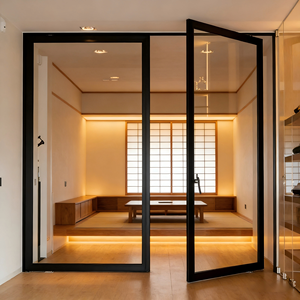 Puertas Francesas Modernas de Doble Entrada con Marco de Aluminio, Vidrio Exterior de Seguridad, Aleación de Aluminio para Interiores y Exteriores - Product Image 2