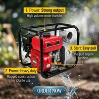Pompe à eau portable agricole 5 CV à moteur essence 2/3 pouce pour transfert d'eau et irrigation de jardin