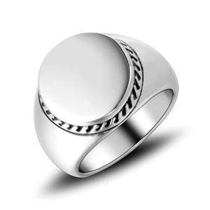 Modern <b>Titanium</b> Steel <b>Ring</b> Round Bezel Setting Unisex Fashion Jewelry SA938 - Product Image 5