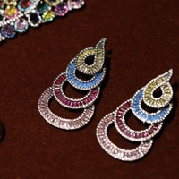 TIANSHE (Ensemble 3 pièces : Boucles d'oreilles/Bracelet/Bague) Bijoux de mode européens/américains, style industriel lourd, zircon noir coloré