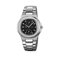 Montre de luxe originale de haute qualité en alliage d'acier inoxydable TUCKER TU8843 Mode Multifonction Calendrier Semaine Quartz Verre Pointe