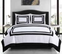 Collection QSY Wyatt, ensemble de literie pour lit king-size de style hôtel, 7 pièces, noir/blanc, draps carrés, ensemble de literie à thème de Noël