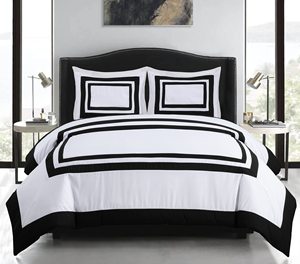 Juego de Ropa de Cama QSY Collection <span class=keywords><strong>Wyatt</strong></span> de 7 Piezas, Estilo Hotel, King Size, Edredón y Sábanas Cuadradas en Blanco y Negro, Diseño Navideño - Product Image 2