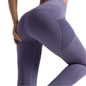 Wholesale Solid High-Waisted Elastic Waist Scrunched Butt Yoga Fitness <b>Leggings</b> for Women Quick Dry Breathable <b>Pockets</b> - Product Image 4