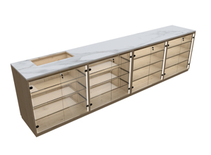 เคาน์เตอร์คิดเงินร้านสะดวกซื้อคุณภาพสูง ทำจากเหล็กและไม้เอ็มดีเอฟ เคาน์เตอร์คิดเงินซูเปอร์มาร์เก็ตและร้านค้าปลีก - Product Image 3