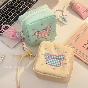 Sanitary Napkin Storage Bag Candy Color <b>Makeup</b> Pouch Portable Small Bag For Girls Travel Cosmetic <b>Case</b> With Embroidery Design - Product Image 2