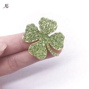 Buena suerte encanto verde trébol de cuatro hojas trébol bebé colorido Rhinestone cristal Pin broche - Product Image 2