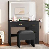 Table de toilette OEM en MDF avec miroir éclairé, coiffeuse multi-tiroirs, mobilier de chambre moderne, vente en gros pour hôtels