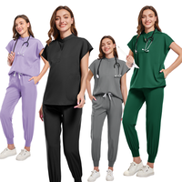Tenue Médicale Tendance pour Femme : Ensemble Blouse à Col Montant et Manches Courtes, Pantalon Jogger Respirant
