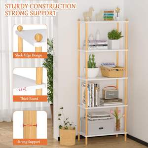 Étagère ouverte moderne, étagère de rangement autoportante, présentoir multifonctionnel, bibliothèque en bambou à 5 niveaux - Product Image 3