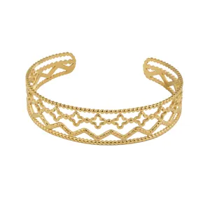 Jewelry manufacturer gold filled hollow high quality low price stainless steel womens layered bangle bracelets