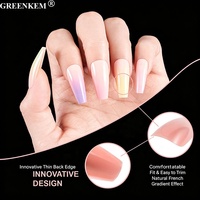 Boîte de 144 faux ongles à presser, 12 tailles, dégradé, sans couture, amovibles, forme cercueil et carrée