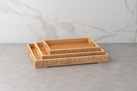 Maßgefertigtes Natürliches Bambus-Serviertablett-Set mit 3 Teilen und Griff, Große Holzplatte für Essen, Tee, Kaffee, Frühstück, Restaurant, Küche