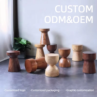 Tabouret géométrique en bois massif poli fait main, style Art Déco, écologique, pour la décoration Wabi-Sabi des Airbnb et des maisons