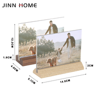 Cadres photo en bois MDF rustiques avec base en bois de noyer et couvercles en verre acrylique pour affichage de table ou de bureau à la maison