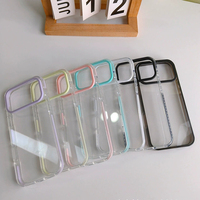 Coque de téléphone en acrylique transparente avec bordure couleur bonbon en TPU pour iPhone 17 16 15 14 13 12 11 Pro Max, personnalisable