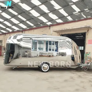 Nouveau chariot mobile de nourriture en acier inoxydable camion de vente de nourriture mobile airstream fourgonnette de vente de nourriture
