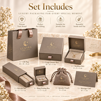 Ensemble d'emballage de bijoux de luxe avec logo personnalisé, boîte cadeau rigide taupe, boîte pour bague, collier, bracelet, boucles d'oreilles avec pochette en velours