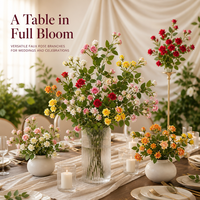 Mini bouquet de roses artificielles en soie style Mori, fausses fleurs décoratives pour mariage et studio, vente directe usine
