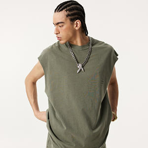 Camiseta Básica de Punto 100% Algodón para Hombre, Color Sólido, Estilo Desgastado, Sin Mangas, Suave, Transpirable, Corte Regular, para Uso Diario en Verano - Product Image 2