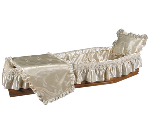 XF054 Doublure de <span class=keywords><strong>cercueil</strong></span> <span class=keywords><strong>en</strong></span> satin de style français personnalisée, intérieur de <span class=keywords><strong>cercueil</strong></span> funéraire avec couverture et oreiller, doublure funéraire à volants - Product Image 3