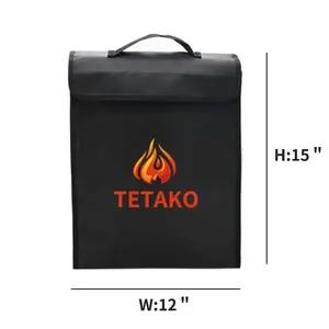 Bolso grande de seguridad con logotipo personalizado, bolsa impermeable a prueba de fuego con cremallera para documentos