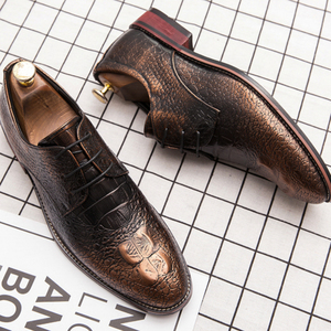 Chaussures habillées de qualité pour hommes en cuir véritable à lacets, taille 38-48, couleur bronze, pour occasions formelles, résistantes à l'usure, pour mariage - Product Image 1