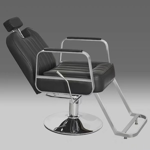 Silla de Barbería de Alta Calidad, Estilo Antiguo Negro y Dorado, Ajustable y Reclinable, Personalizable - Product Image 6