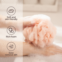 Éponge de bain et de douche en maille PE 50g, douce pour la peau, style simple