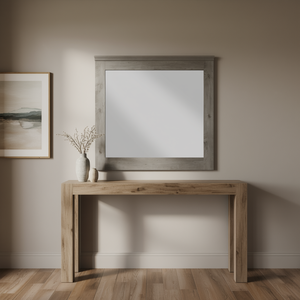 Miroir rectangulaire décoratif encadré en chêne gris rustique Db Vidalia, grand format, pour couloir, salon, salle de bain - Product Image 2