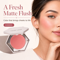 Poudre de blush mate hexagonale monochrome, imperméable, longue tenue, maquillage quotidien, cosmétique, palette de blush de marque privée