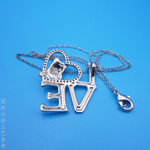 Collier Pendentif Amour Créatif en Argent et Or Bicolore avec Breloque Cœur Diamant Personnalisée - Product Image 3