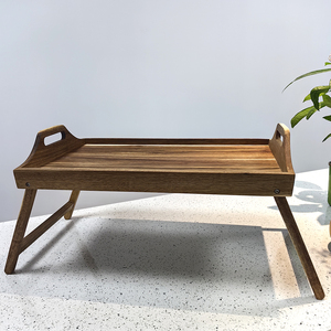 Bandeja de mesa de cama de madera de acacia grande Natural House con patas plegables Bandeja de desayuno de madera para computadora portátil en el sofá o la cama - Product Image 6