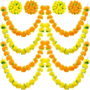 Décoration de mariage indienne hippie, Dia de Muertos, fête mexicaine, Jour des morts, Diwali, fleur artificielle en plastique de souci - Product Image 6