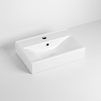 Lavabo de salle de bain blanc de luxe moderne avec robinet monotrou pour hôtels, vasque rectangulaire