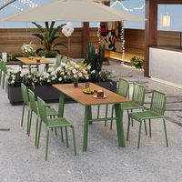 Table à manger d'extérieur Restaurant Table et chaise d'extérieur en bois plastique Café table rectangulaire étanche