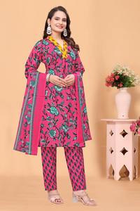 Conjunto de kurta rosa con estampado mágico para mujer, tela ecológica, diseño con cuello en V, compra al por mayor, Kiran Nexus, tallas S a 3XL - Product Image 2