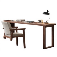 Bureau d'ordinateur moderne, durable, portable, en bois massif, long, pour la maison, le bureau, le salon, table double étroite murale Donna