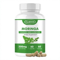 Kapsul Bubuk Daun Moringa Label Pribadi OEM 500mg 60 kapsul Kapsul Daun Moringa