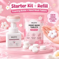 Kit de Démarrage de Tablettes Moussantes pour le Lavage des Mains pour Enfants, aux Surfactants Doux à la Fleur et à l'Aloe Vera, Savon Rechargeable pour la Maison et les Voyages