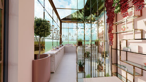 Exhibidor de Piso con Iluminación LED, Resistente, Ecológico, de Madera Pintada, para Perfumería, Mostrador de Acero Inoxidable para Comercio Minorista - Product Image 3