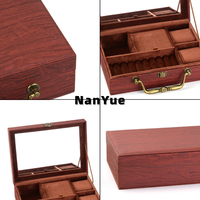 Boîte à bijoux en cuir PU imitation grain de bois grande capacité avec miroir pour montres, bracelets, colliers, bagues, boucles d'oreilles