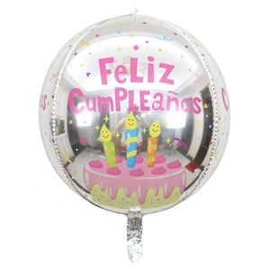 Globos de papel de aluminio con forma de <span class=keywords><strong>cubo</strong></span> de diamante para decoración, globo redondo <span class=keywords><strong>4d</strong></span> con estampado de Feliz cumpleaños, suministros para fiestas, Feliz cumpleaños, 22 pulgadas - Product Image 3